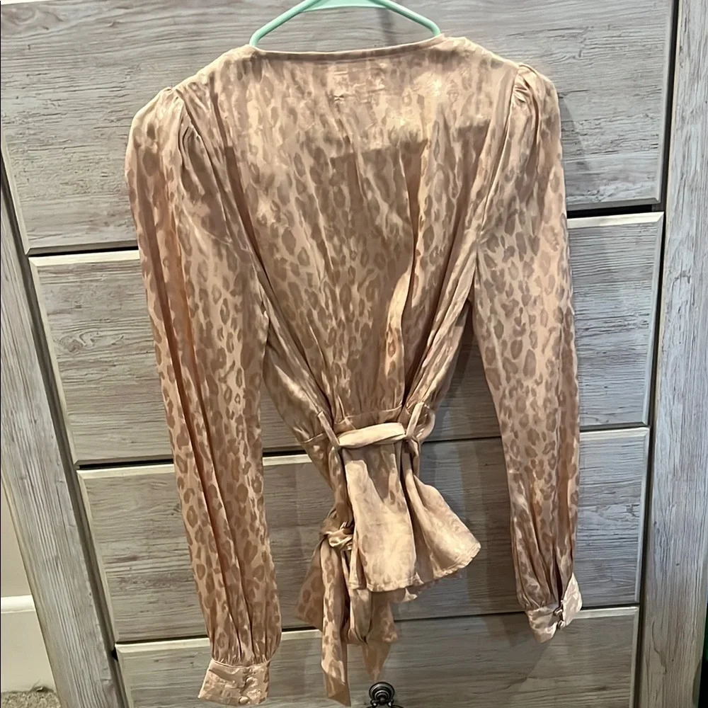 Leopard Print Wrap Blouse - Picture 3 of 3